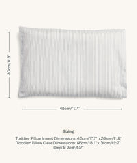 Sizing dimensions for ergoPouch Organic Toddler Pillow Case Midnight Stripe