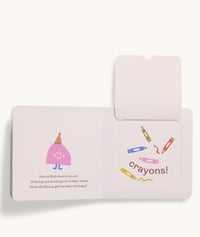 Sample of pages inside the ergoPouch It's my birthday! Book