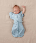 Baby wearing ergoPouch Butterfly Cardi Dragonflies with one arm out