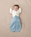 Newborn wearing ergoPouch Butterfly Cardi Oatmeal Marle