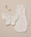 Flat lay of an ergoPouch cocoon swaddle and butterfly cardi, perfect for your newborn baby.