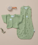 ergoPouch Butterfly Cardi Willow Base next to a matching Pouch in Willow and White Noise Machine