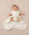 Baby with hip dysplasia wearing ergoPouch Hip Harness Cocoon Swaddle Bag 0.2 TOG Oatmeal Marle