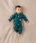 Newborn baby wearing an ergoPouch Long Sleeve Layer 0.2 TOG Ocean Blue