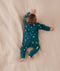 Baby wearing a lightweight ergoPouch Long Sleeve Layer 0.2 TOG Ocean Blue, having tummy time