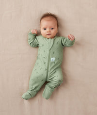 Newborn wearing an ergoPouch Long Sleeve Layer 1.0 TOG Willow