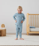 Toddler wearing 2-piece ergoPouch Long Sleeve Pyjamas 2.0 TOG Dragonflies