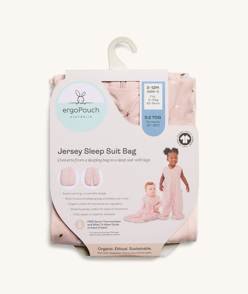 Jersey Sleep Suit Bag 0.2 TOG Daisies