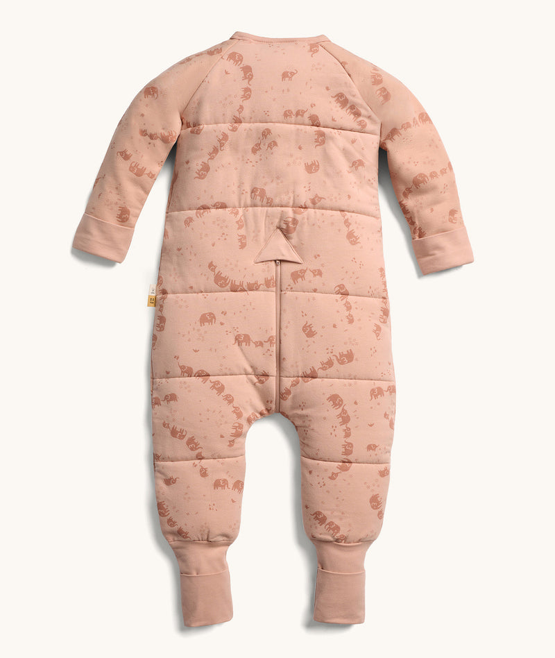 Back view of the ergoPouch Sleep Onesie in Elephant Parade colorway, featuring hand and foot fold-over cuffs.