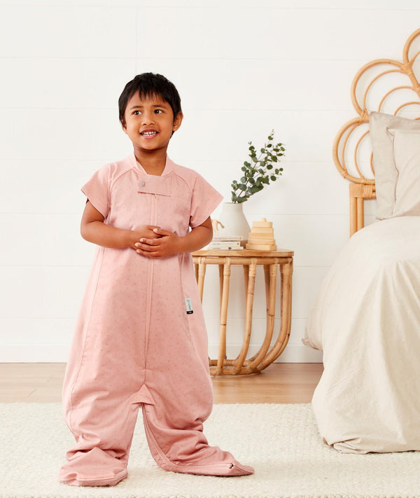 Preschooler wearing an ergoPouch Sleep Suit Bag 1.0 TOG Berries