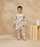 Preschooler wearing a warm, ergoPouch Sleep Onesie 3.5 TOG Fruit Salad