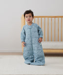 Toddler wearing an ergoPouch Sleep Suit Bag 2.5 TOG Dragonflies