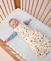 ergoPouch baby sleeping bag, featuring cute prints, made from organic, breathable materials.