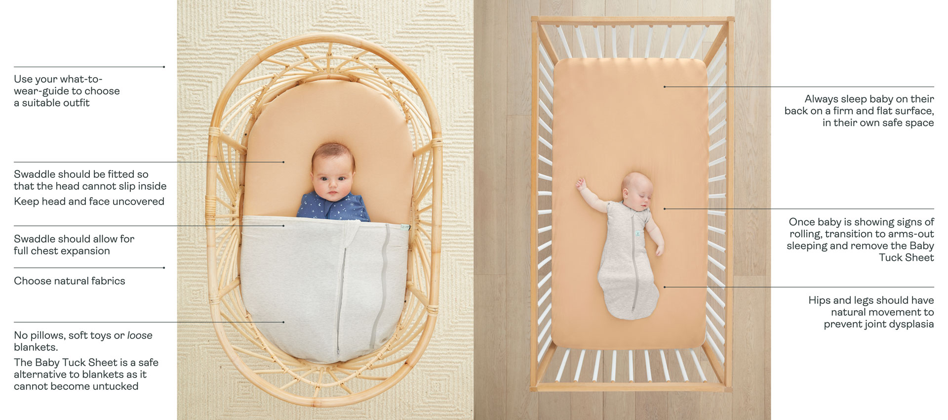 How to safely sleep a newborn in a bassinet or cot